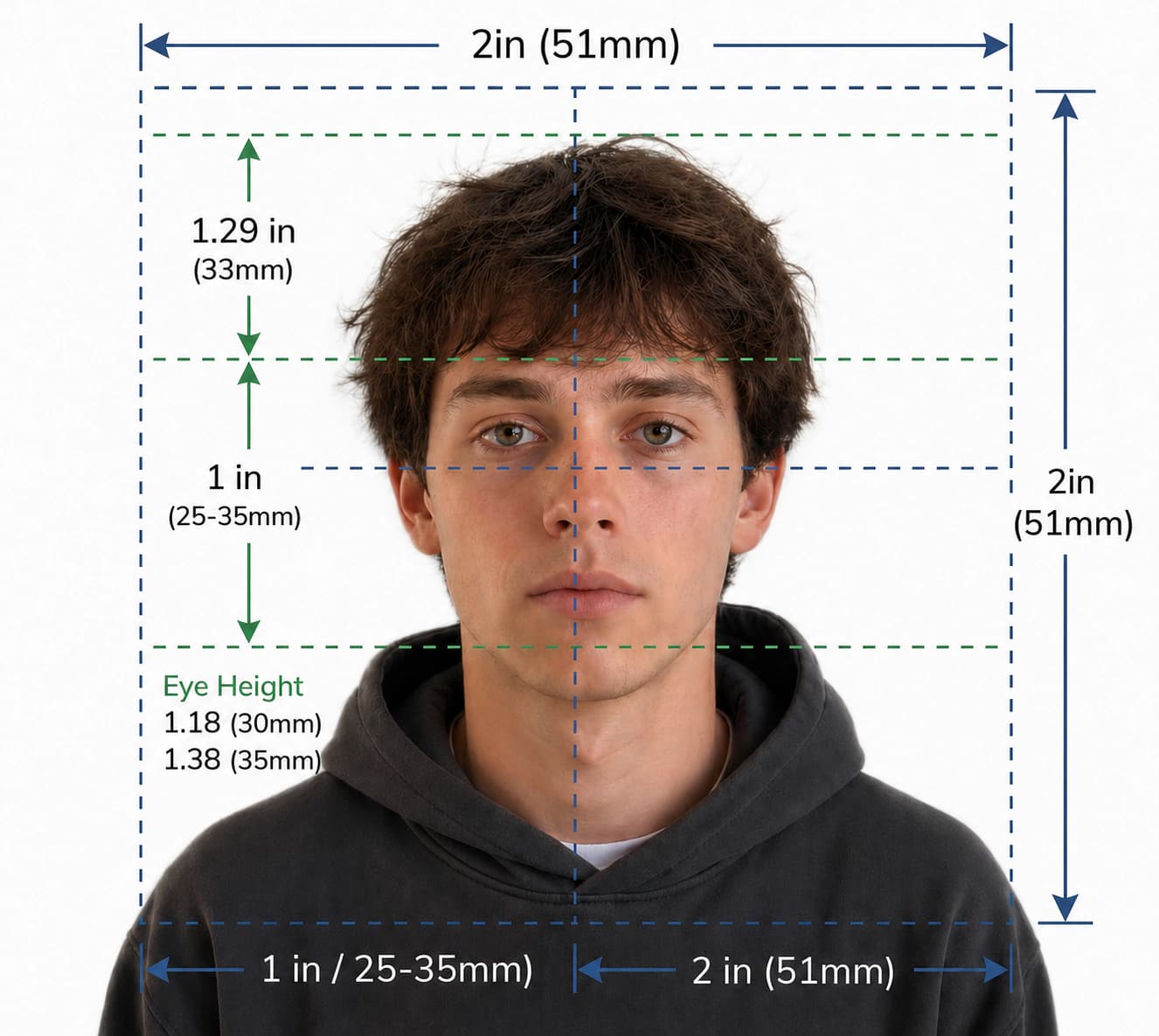 Accepted passport photo specimen - Head Size & Framing