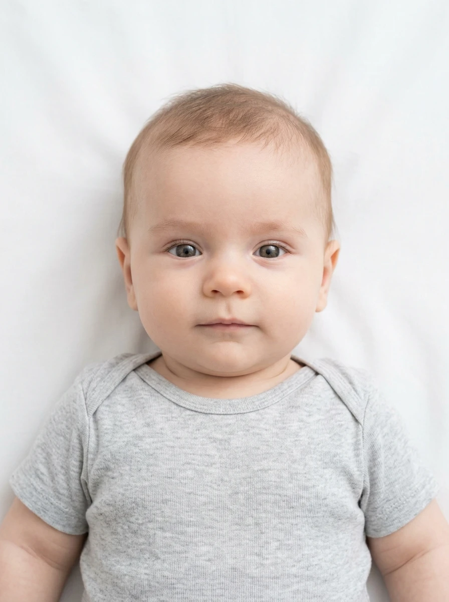 Compliant baby passport photo taken at home